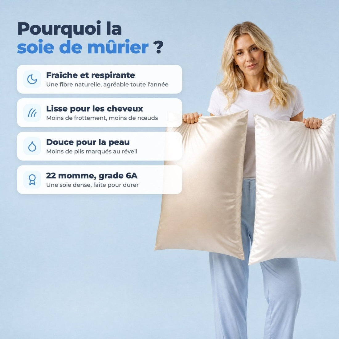 Taie en soie de mûrier Cervi-Zen™ — 22 momme - Cervi-Zen™